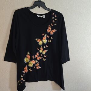 Butterfly Pattern Long Sleeve Top